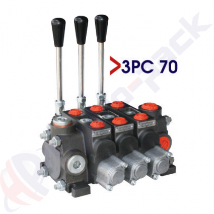 product 70 liter sectional control valve, 3PC70 , three spools , G 1/2" , open center spool image thumb