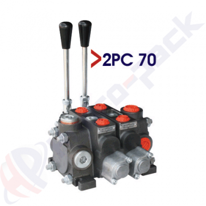 product 70 liter sectional control valve, 2PC70 , two spools , G 1/2" , open center spool image thumb
