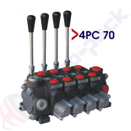 product 70 liter sectional control valve, 4PC70 , four spools , G 1/2" , open center spool image thumb